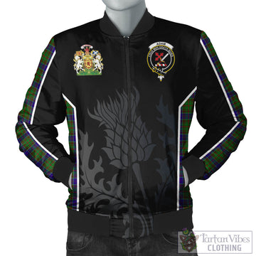 Adam Tartan Bomber Jacket with Family Crest and Scottish Thistle Vibes Sport Style