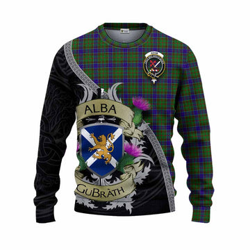 Adam Tartan Family Crest Knitted Sweater Lion Rampant Royal Thistle Shield Celtic Inspired