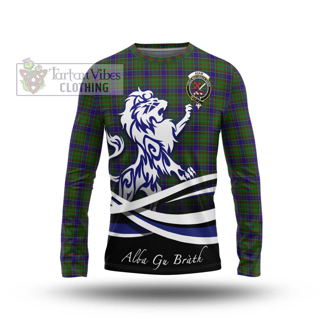 Adam Tartan Long Sleeve T-Shirt with Alba Gu Brath Regal Lion Emblem Unisex - Tartanvibesclothing Shop