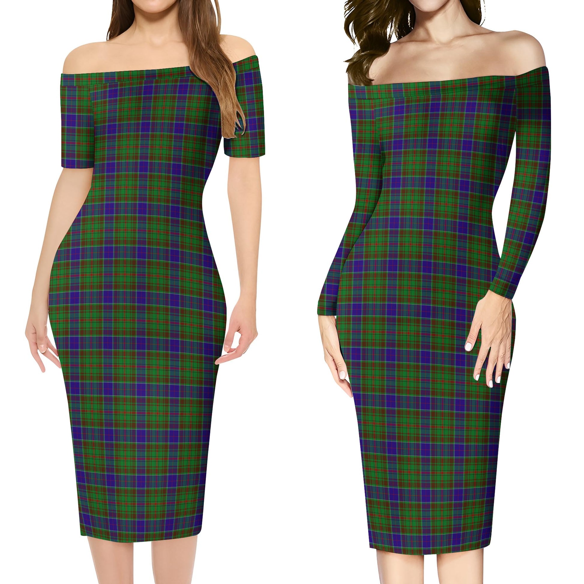Adam Tartan Off Shoulder Lady Dress Women's Dress - Tartanvibesclothing