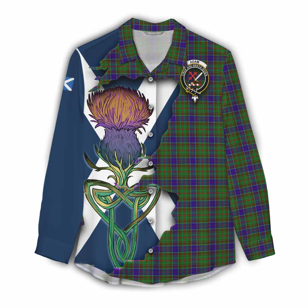 Tartan Vibes Clothing Adam Tartan Family Crest Women's Casual Shirt Scottish Thistle Celtic Inspired