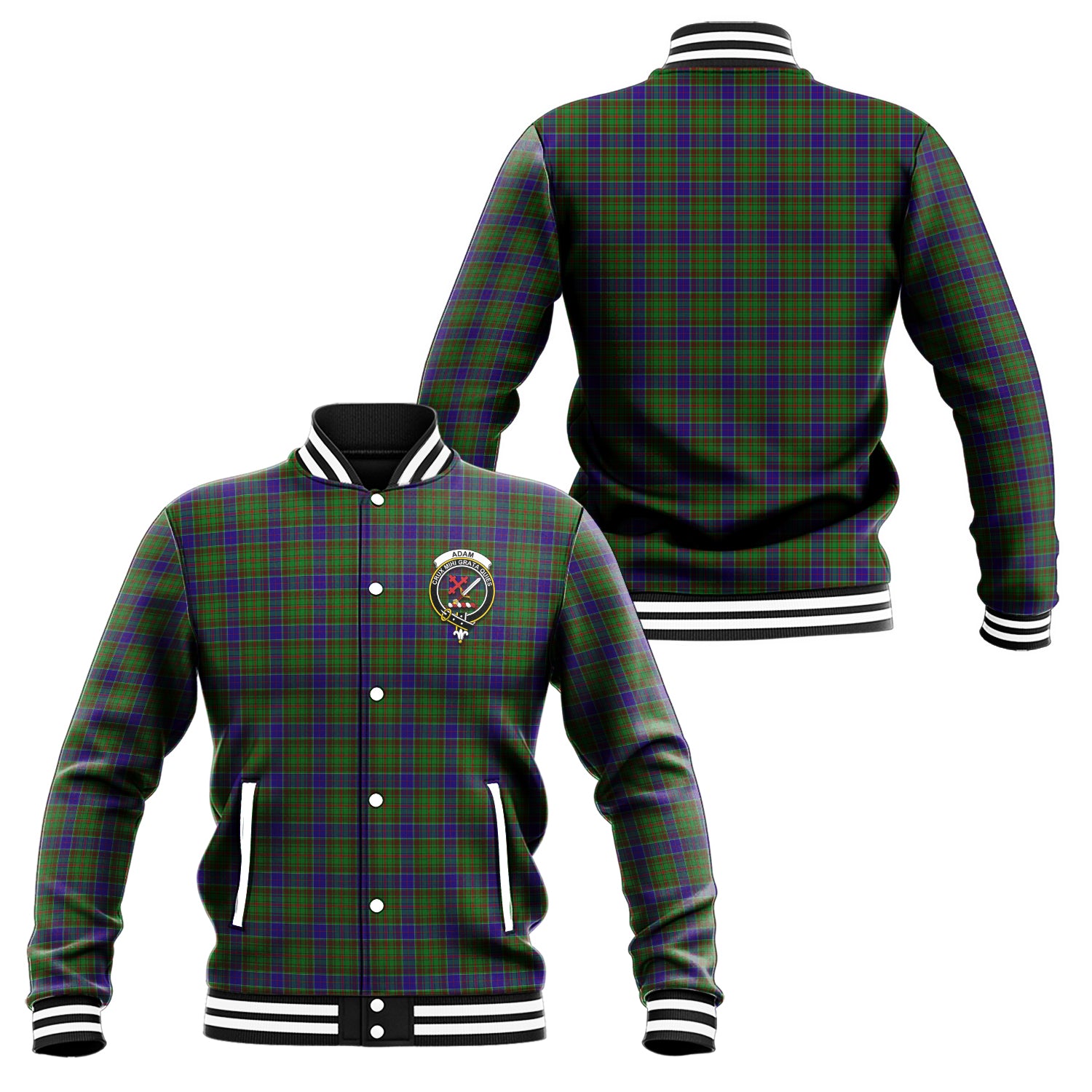 Adam Tartan Baseball Jacket with Family Crest Unisex - Tartan Vibes Clothing