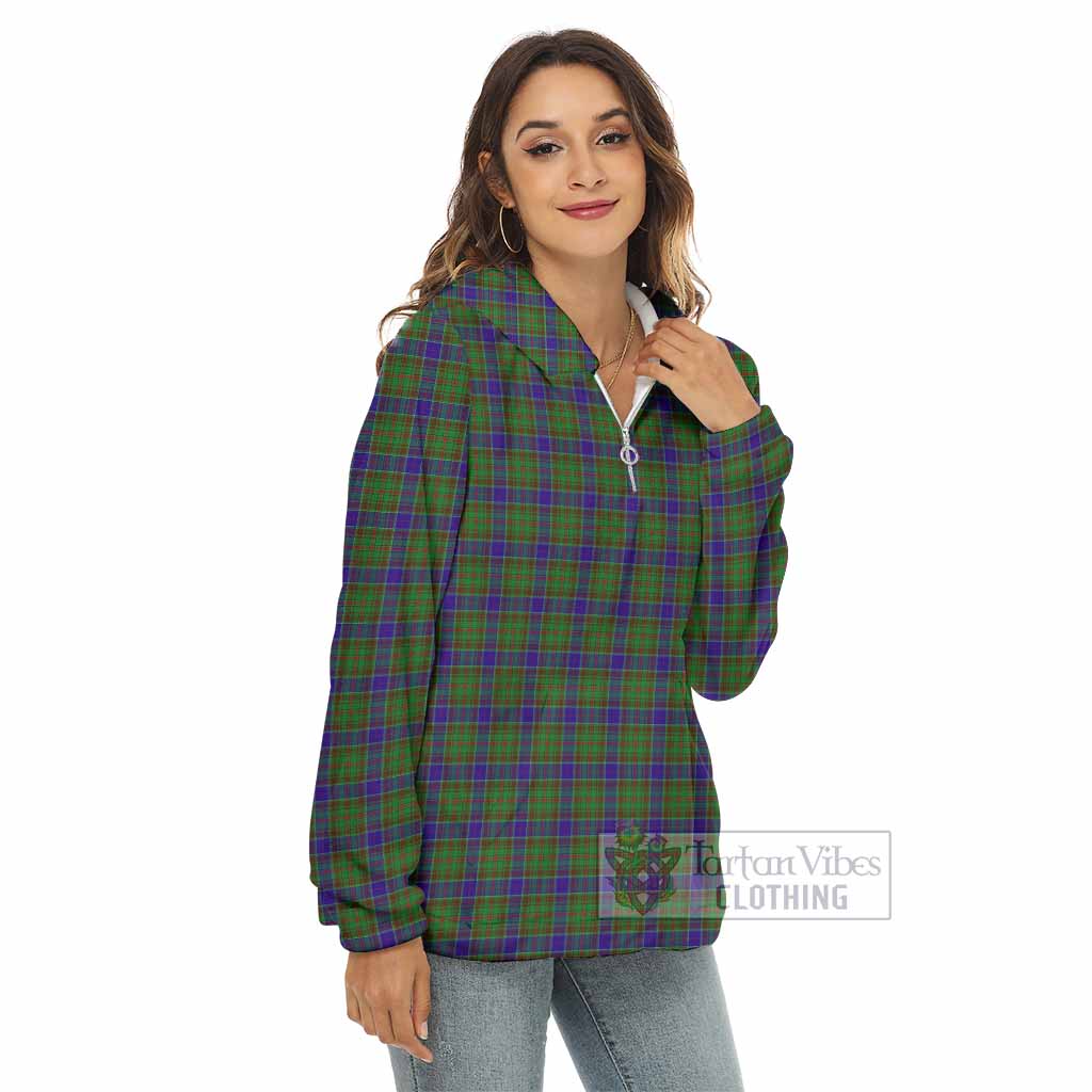 Tartan Vibes Clothing Adam Tartan Women's Borg  Half Zip Fleece Hoodie