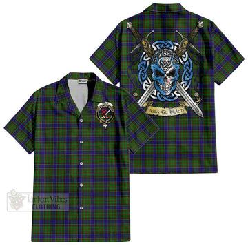 Adam Tartan Hawaiian Shirt with Family Crest Celtic Skull Style