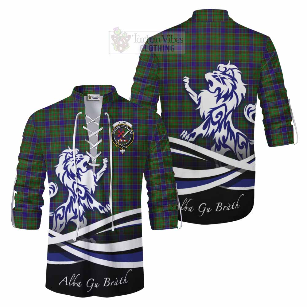 Tartan Vibes Clothing Adam Tartan Ghillie Kilt Shirt with Alba Gu Brath Regal Lion Emblem