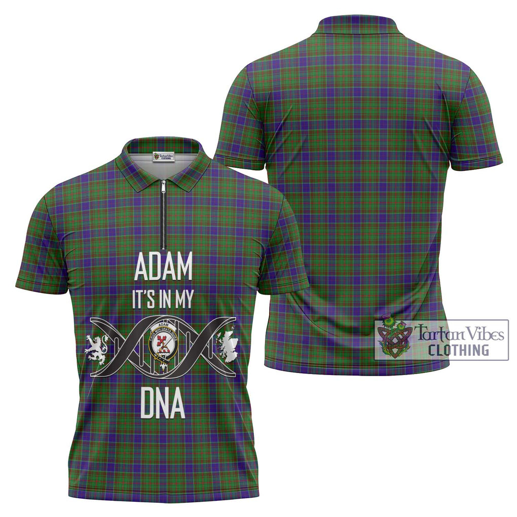 Adam Tartan Zipper Polo Shirt with Family Crest DNA In Me Style Unisex - Tartanvibesclothing Shop