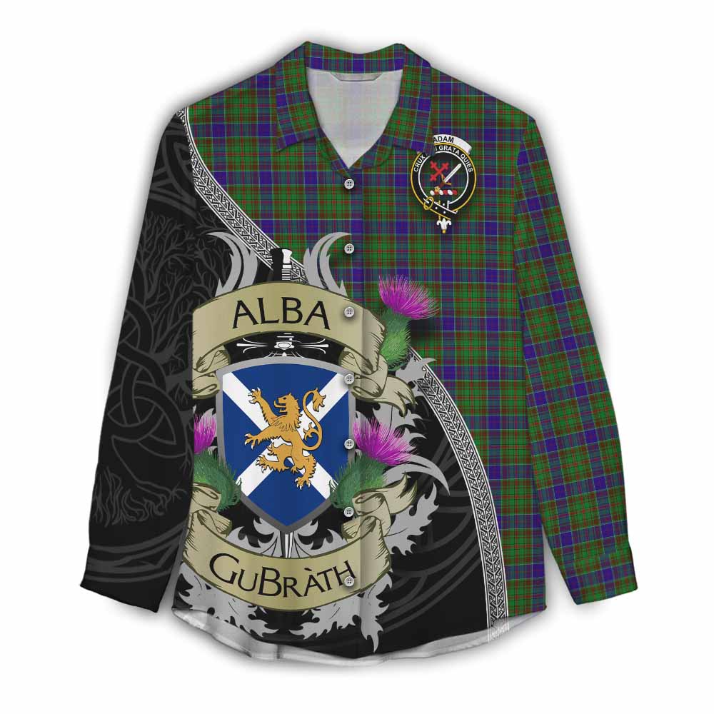 Tartan Vibes Clothing Adam Tartan Family Crest Women's Casual Shirt Lion Rampant Royal Thistle Shield Celtic Inspired