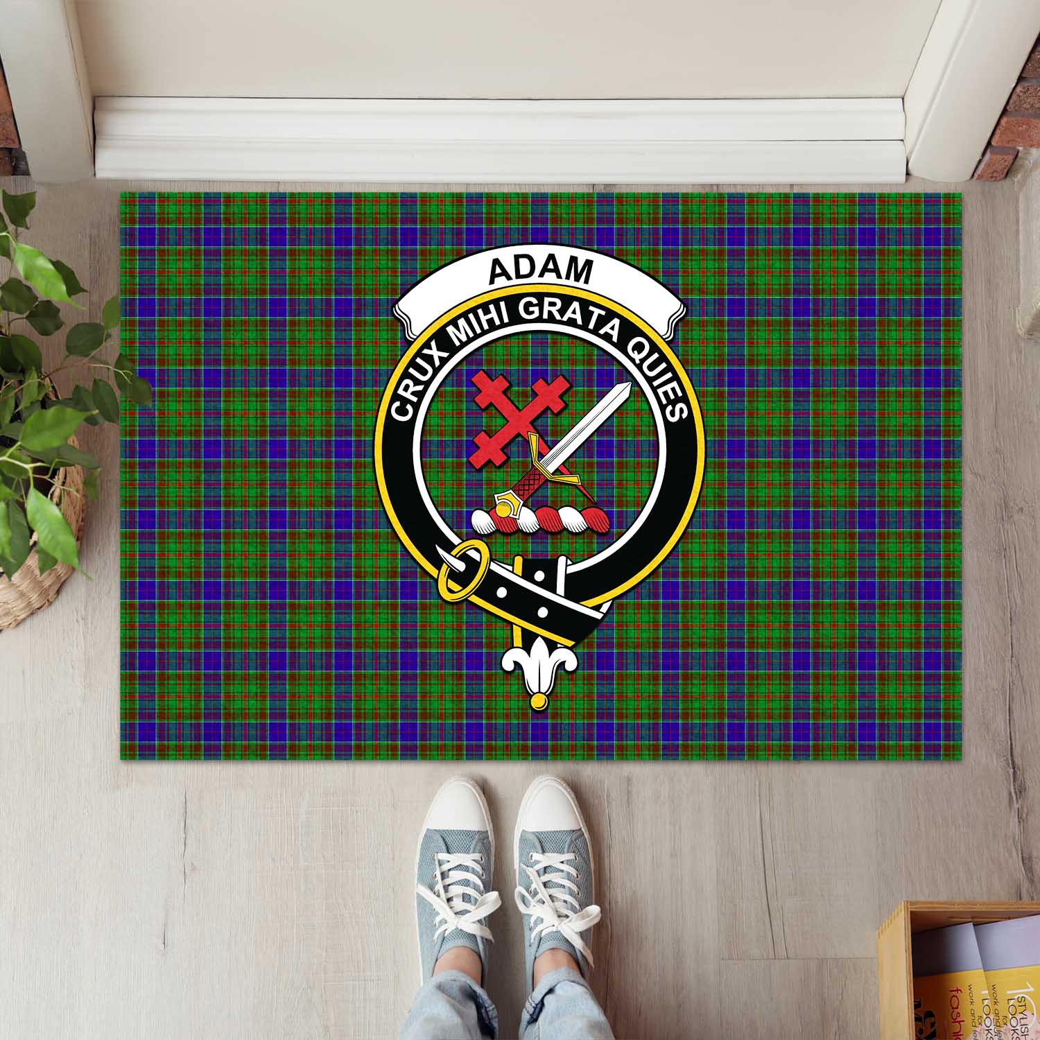 Adam Tartan Door Mat with Family Crest - Tartanvibesclothing