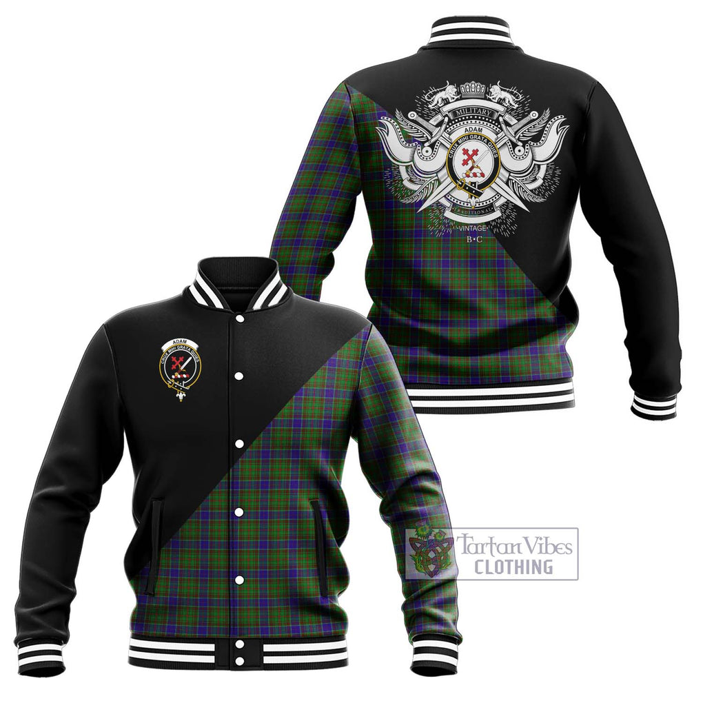 Adam Tartan Baseball Jacket with Family Crest and Military Logo Style Unisex - Tartanvibesclothing Shop