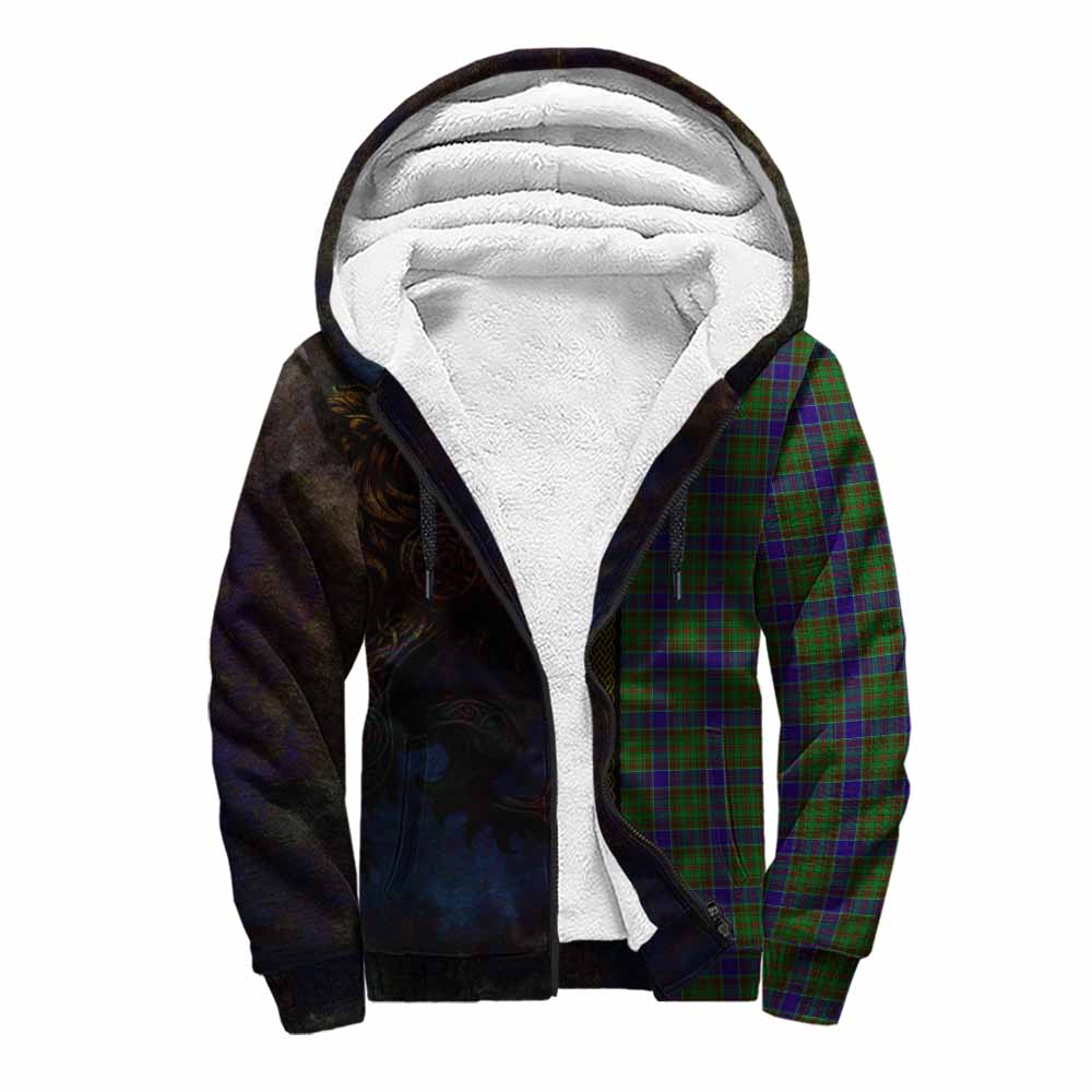 Tartan Vibes Clothing Adam Tartan Family Crest Sherpa Hoodie Alba Gu Brath Be Brave Lion Ancient Style