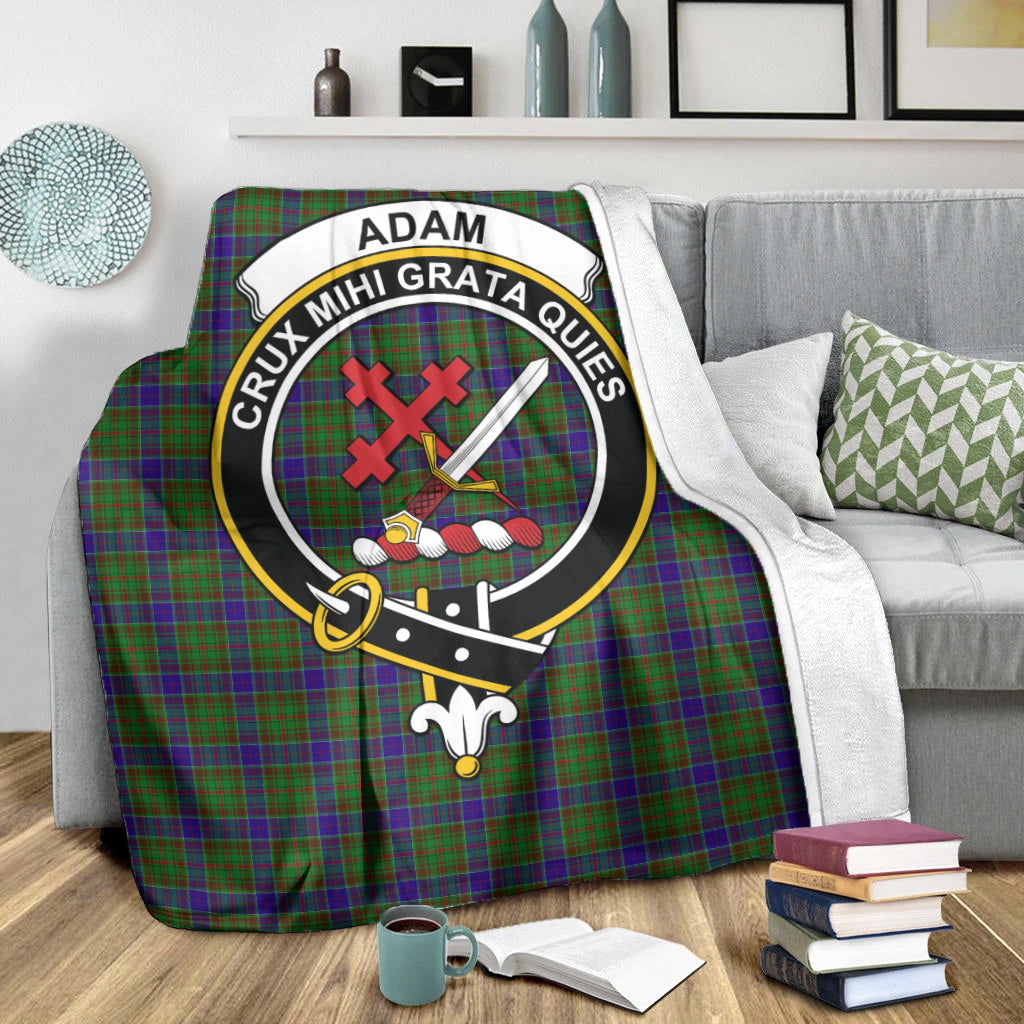 Adam Tartan Blanket with Family Crest X-Large 59 x 79 inches 150 x 200 cm - Tartan Vibes Clothing