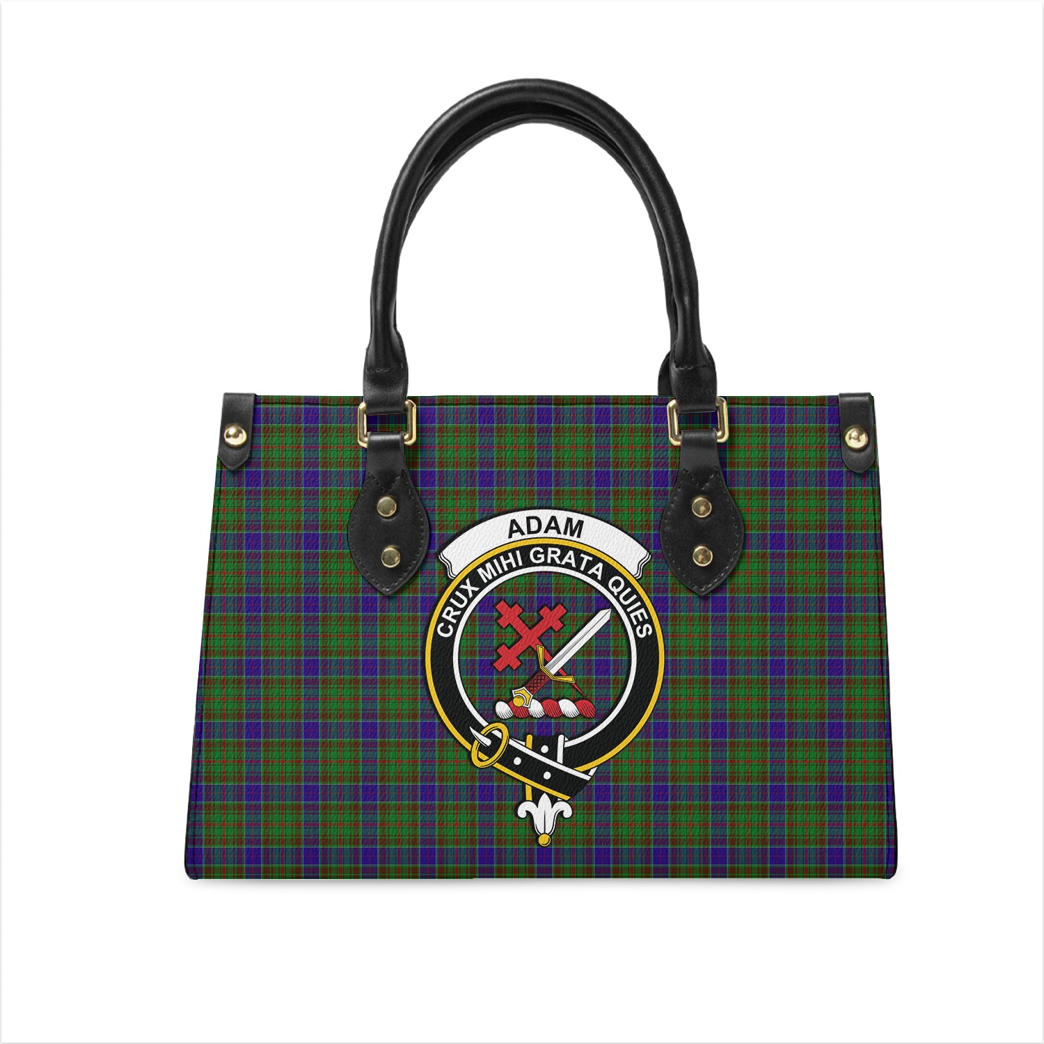Adam Tartan Leather Bag with Family Crest One Size 29*11*20 cm - Tartanvibesclothing