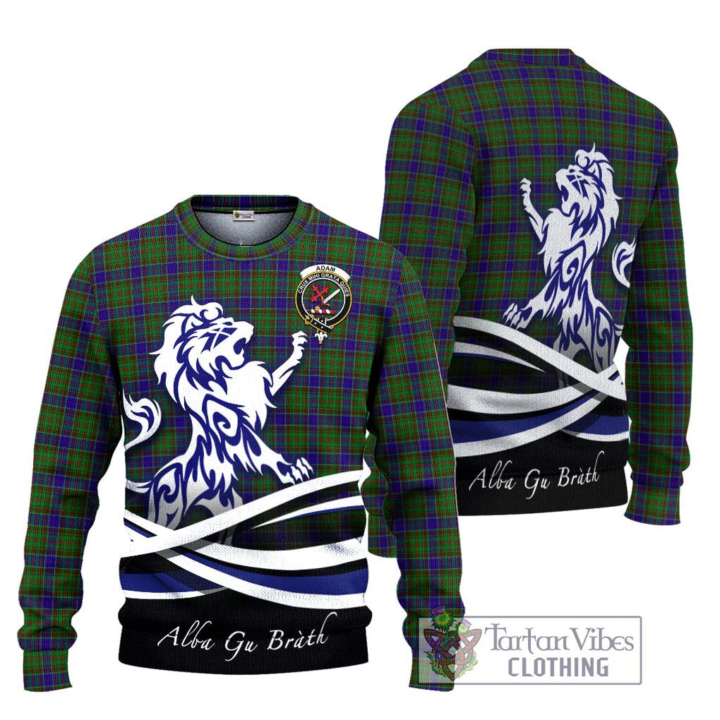 Adam Tartan Knitted Sweater with Alba Gu Brath Regal Lion Emblem Unisex - Tartanvibesclothing Shop