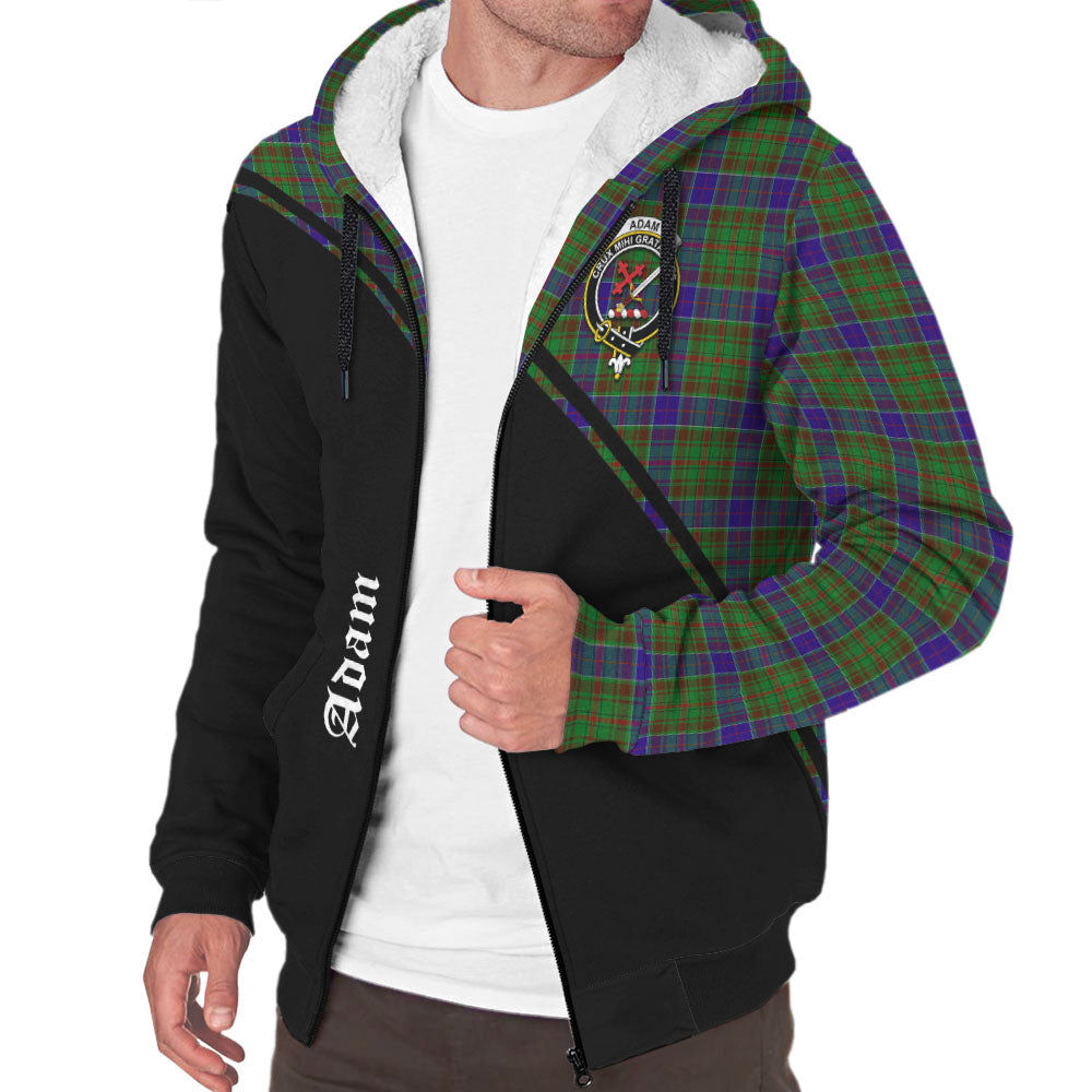 Adam Tartan Sherpa Hoodie with Family Crest Curve Style Unisex - Tartanvibesclothing