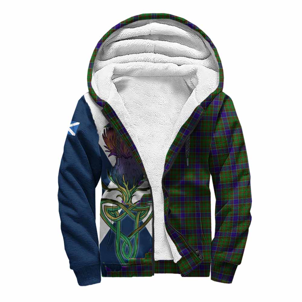 Tartan Vibes Clothing Adam Tartan Family Crest Sherpa Hoodie Scottish Thistle Celtic Inspired