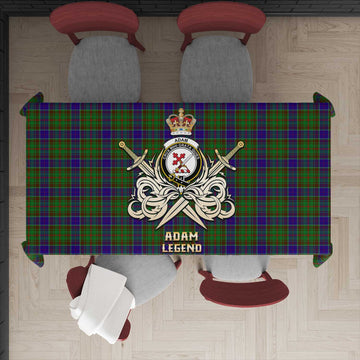 Tartan Vibes Clothing Adam Tartan Tablecloth with Clan Crest and the Golden Sword of Courageous Legacy