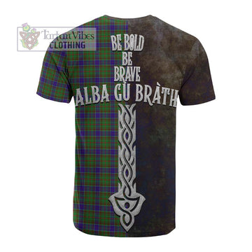 Adam Tartan Family Crest Cotton T-shirt Alba Gu Brath Be Brave Lion Ancient Style