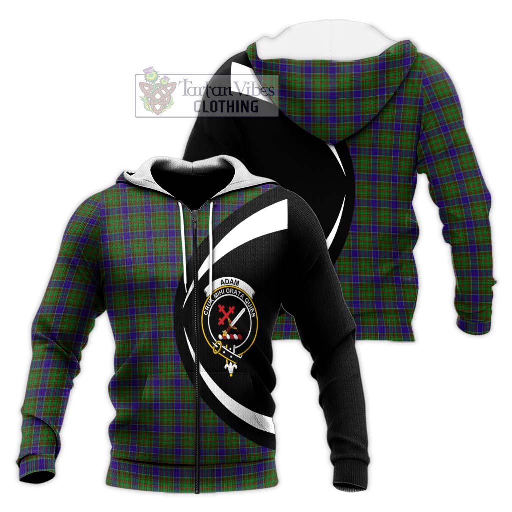 Adam Tartan Knitted Hoodie with Family Crest Circle Style Unisex Knitted Zip Hoodie - Tartan Vibes Clothing