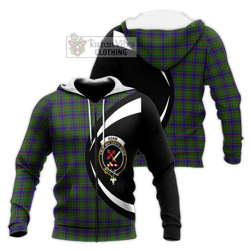 Adam Tartan Knitted Hoodie with Family Crest Circle Style Unisex Knitted Zip Hoodie - Tartan Vibes Clothing