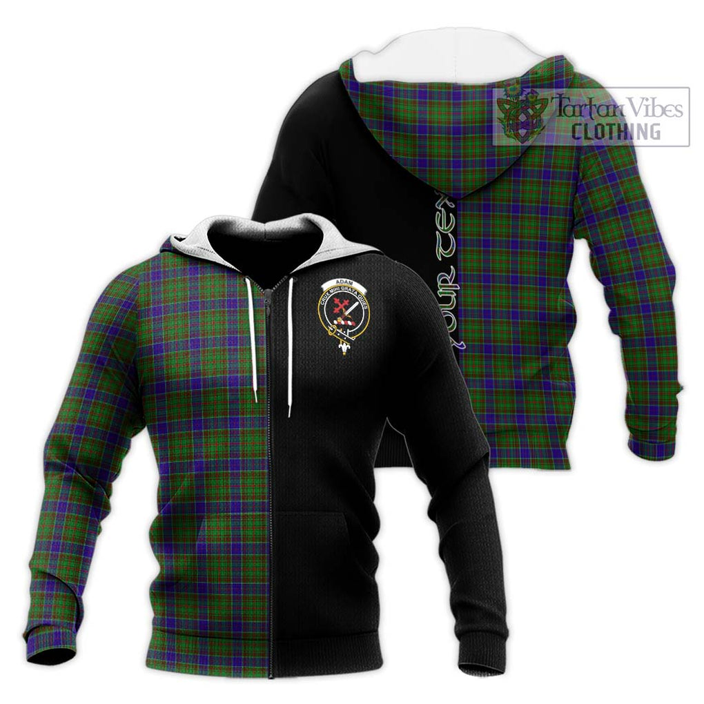 Adam Tartan Knitted Hoodie with Family Crest and Half Of Me Style Unisex Knitted Zip Hoodie - Tartanvibesclothing Shop