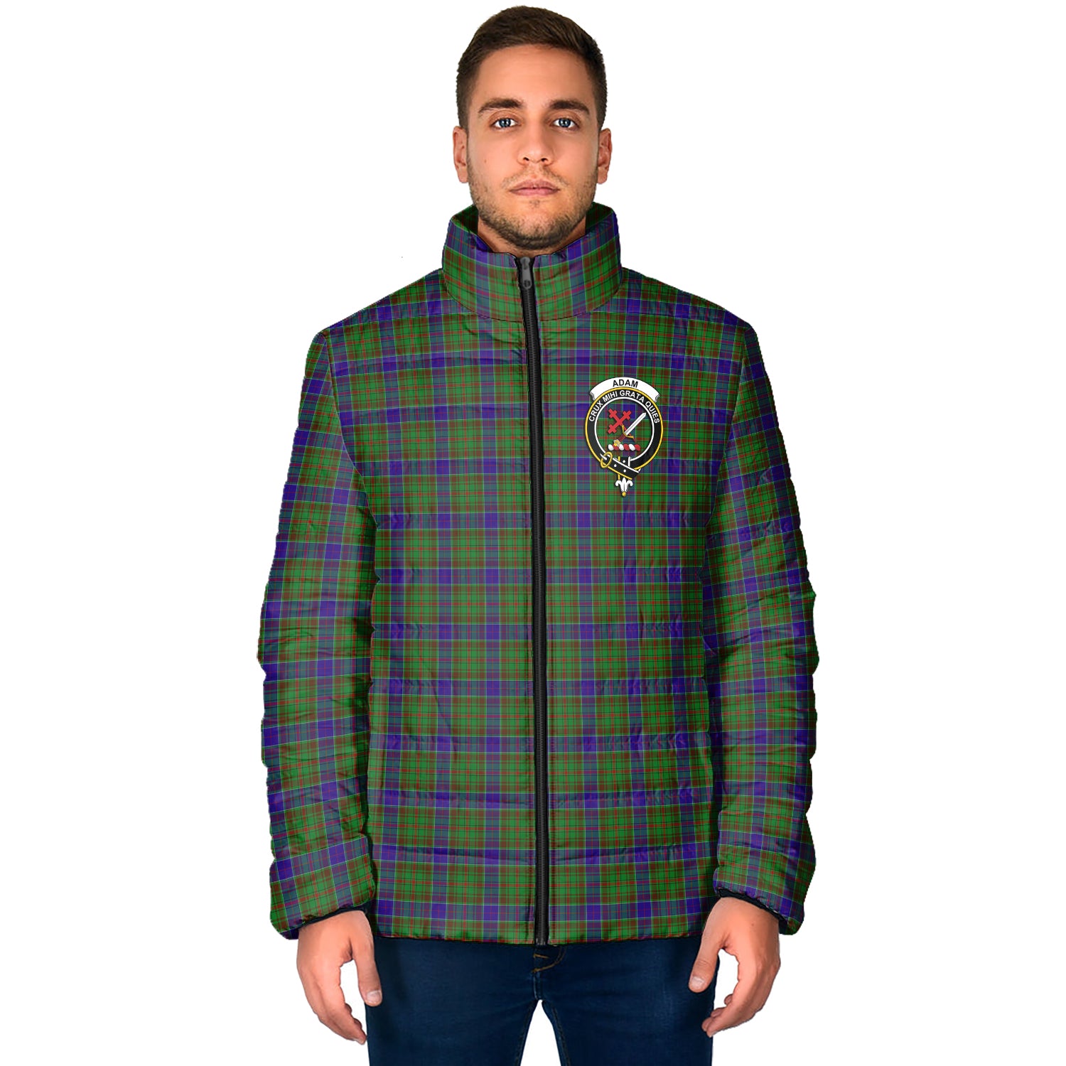 Adam Tartan Padded Jacket with Family Crest - Tartan Vibes Clothing