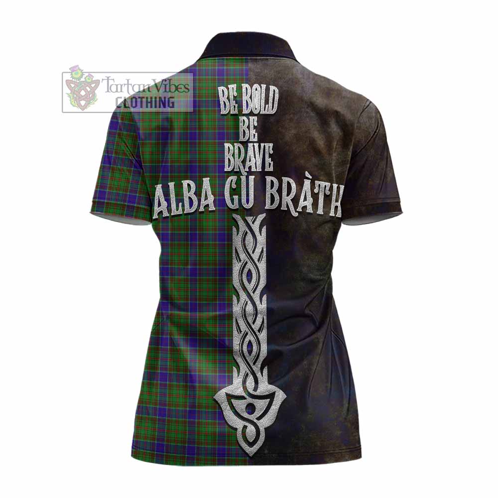 Tartan Vibes Clothing Adam Tartan Family Crest Women's Polo Shirt Alba Gu Brath Be Brave Lion Ancient Style