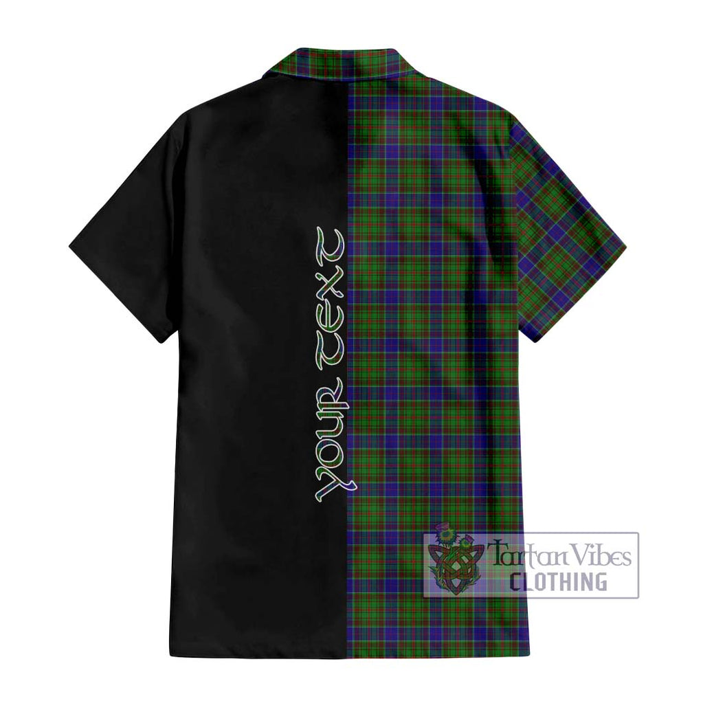 Adam Tartan Short Sleeve Button Shirt with Family Crest and Half Of Me Style - Tartanvibesclothing Shop