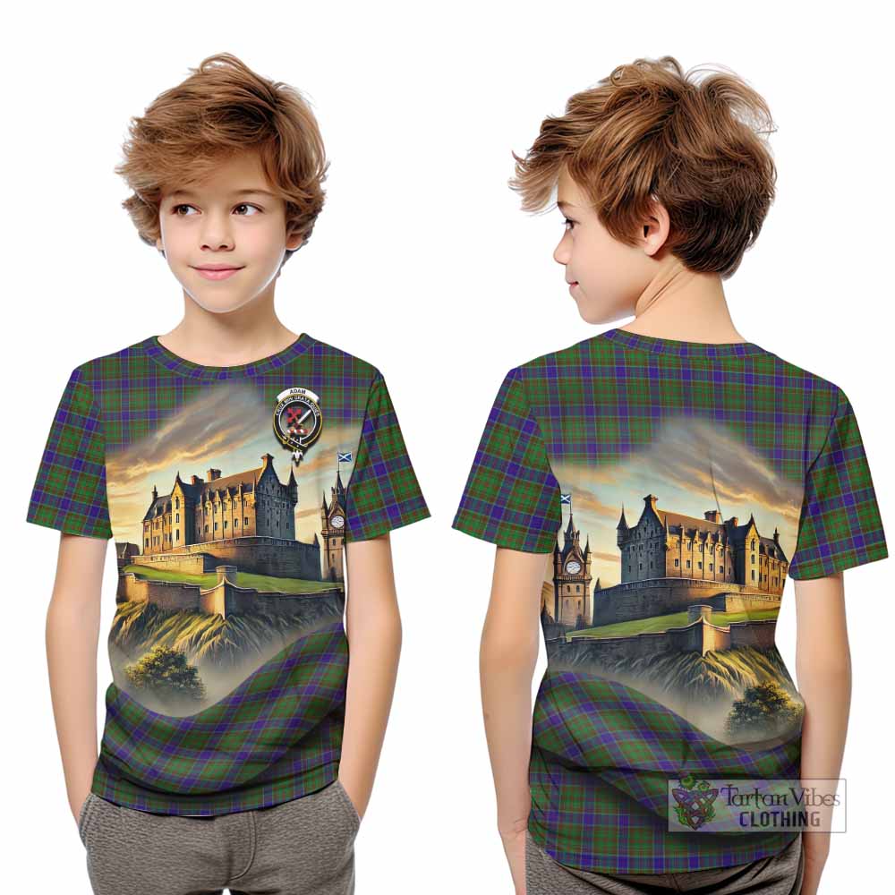 Tartan Vibes Clothing Adam Tartan Family Crest Kid T-Shirt with Scottish Ancient Castle Style