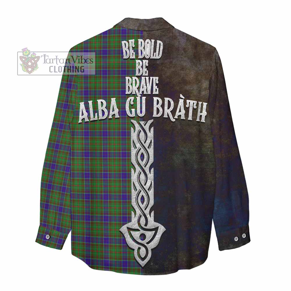 Tartan Vibes Clothing Adam Tartan Family Crest Women's Casual Shirt Alba Gu Brath Be Brave Lion Ancient Style