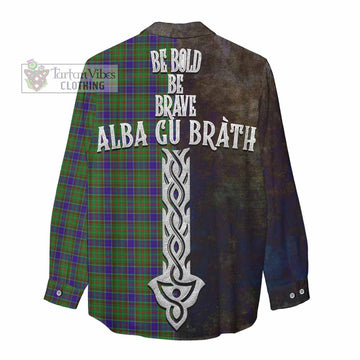 Adam Tartan Family Crest Women's Casual Shirt Alba Gu Brath Be Brave Lion Ancient Style