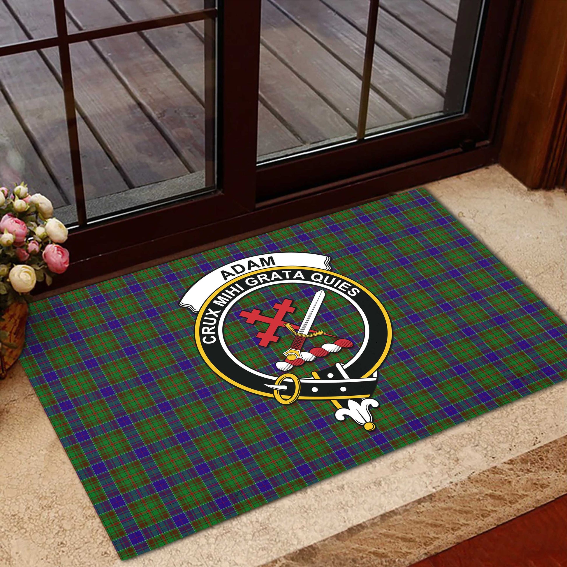 Adam Tartan Door Mat with Family Crest - Tartanvibesclothing