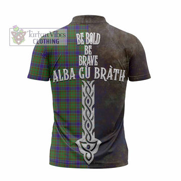 Adam Tartan Family Crest Zipper Polo Shirt Alba Gu Brath Be Brave Lion Ancient Style