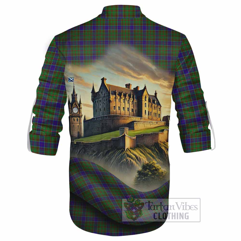 Tartan Vibes Clothing Adam Tartan Family Crest Ghillie Kilt Shirt with Scottish Ancient Castle Style