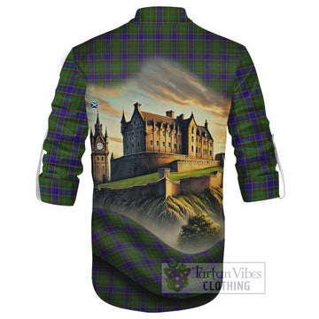 Adam Tartan Family Crest Ghillie Kilt Shirt with Scottish Ancient Castle Style