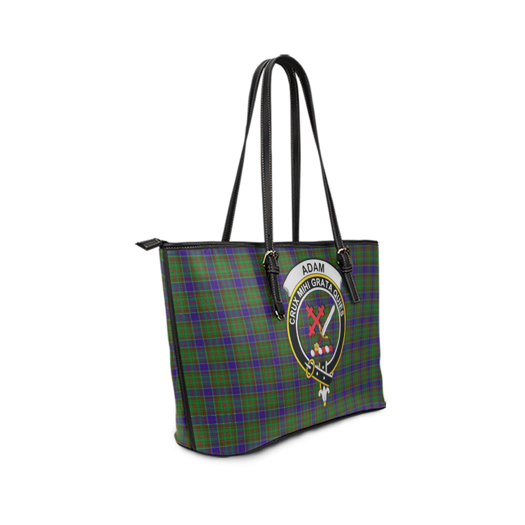 Adam Tartan Leather Tote Bag with Family Crest - Tartanvibesclothing