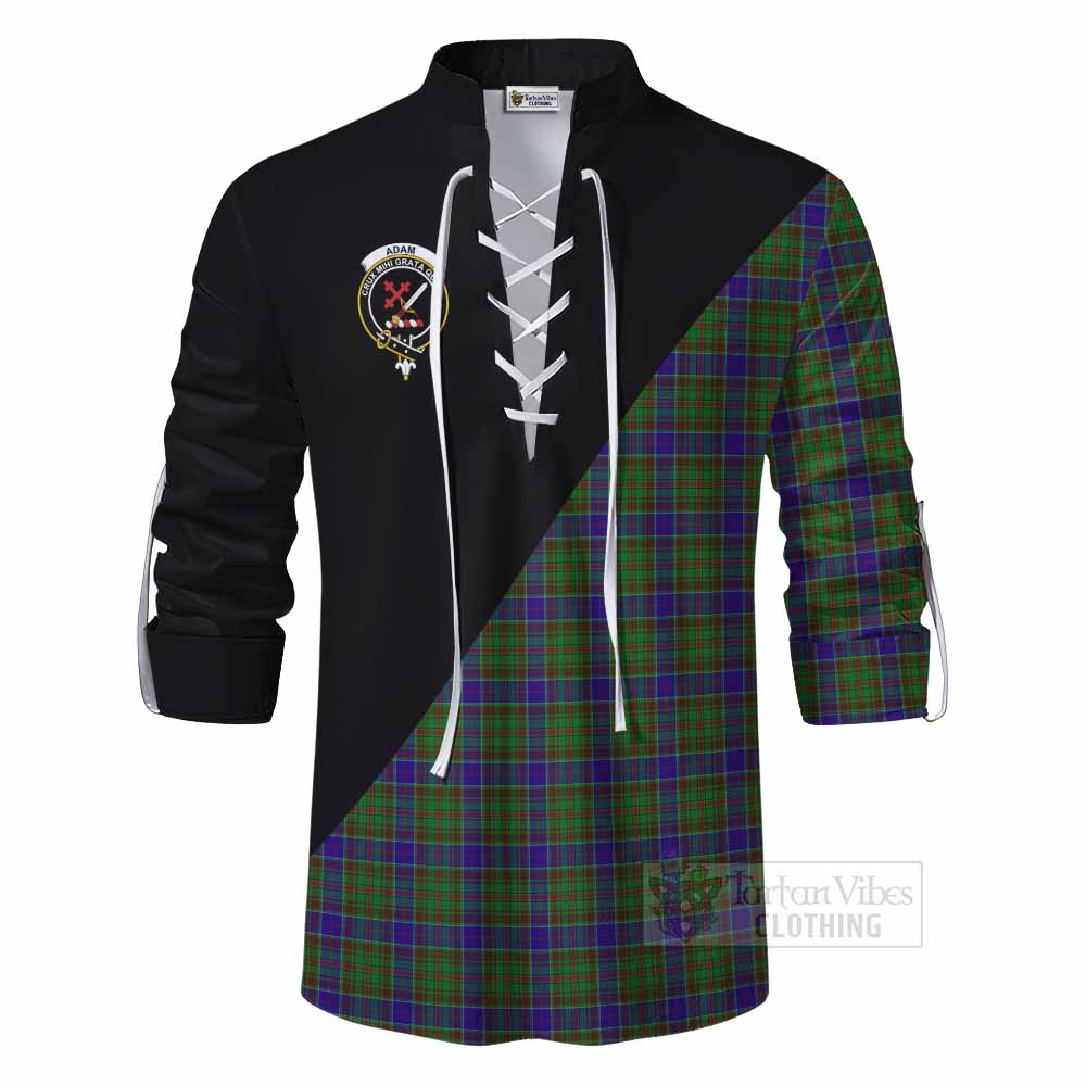 Tartan Vibes Clothing Adam Tartan Ghillie Kilt Shirt with Family Crest and Military Logo Style