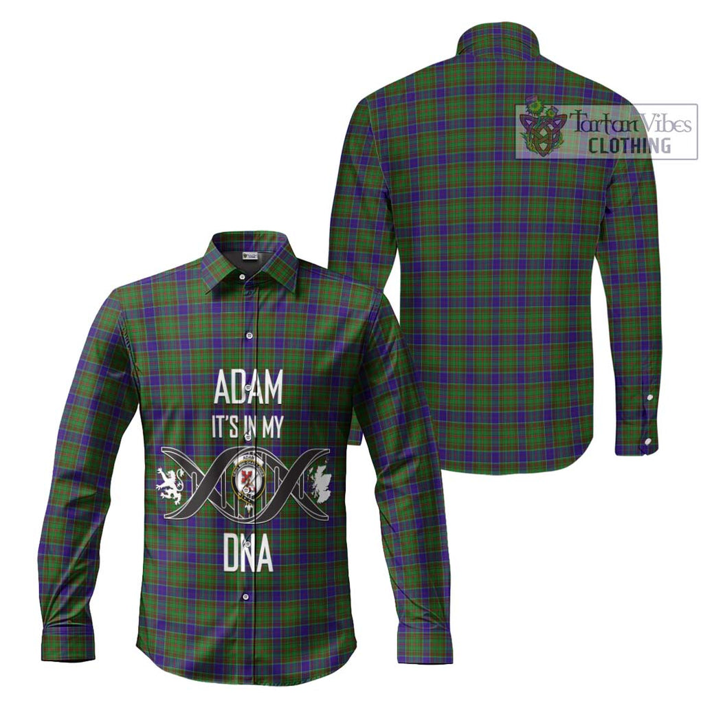 Adam Tartan Long Sleeve Button Shirt with Family Crest DNA In Me Style Men's Shirt - Tartan Vibes Clothing