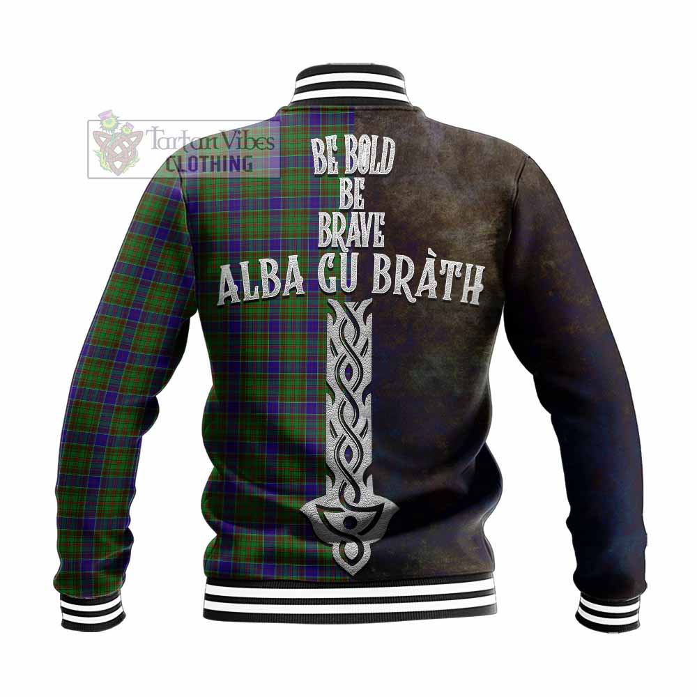 Tartan Vibes Clothing Adam Tartan Family Crest Baseball Jacket Alba Gu Brath Be Brave Lion Ancient Style