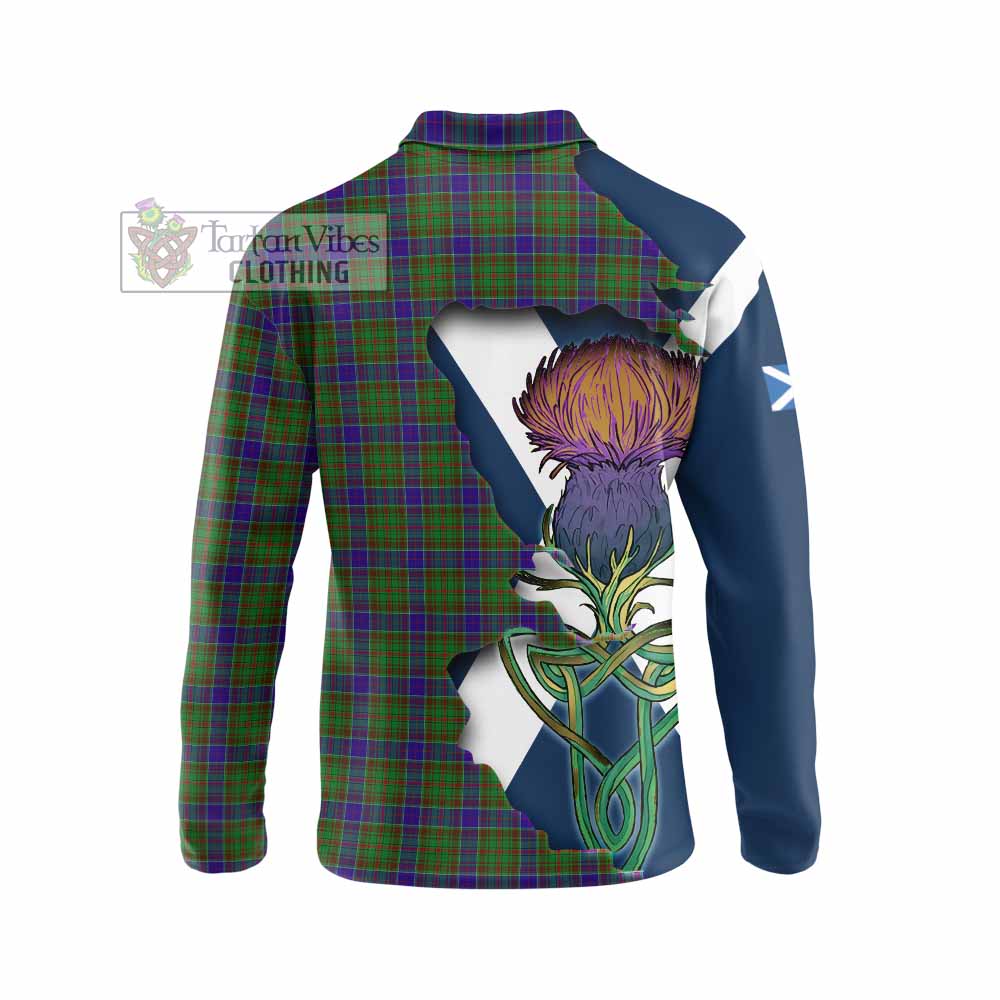 Tartan Vibes Clothing Adam Tartan Family Crest Long Sleeve Polo Shirt Scottish Thistle Celtic Inspired