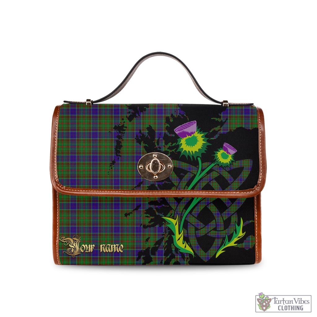 Tartan Vibes Clothing Adam Tartan Waterproof Canvas Bag with Scotland Map and Thistle Celtic Accents