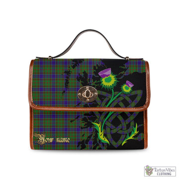 Adam Tartan Waterproof Canvas Bag with Scotland Map and Thistle Celtic Accents