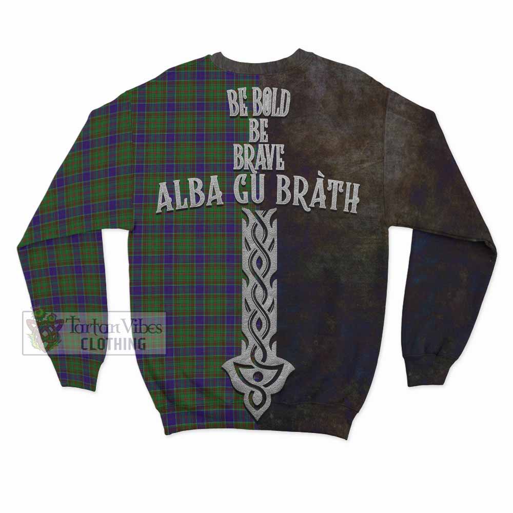 Tartan Vibes Clothing Adam Tartan Family Crest Sweatshirt Alba Gu Brath Be Brave Lion Ancient Style