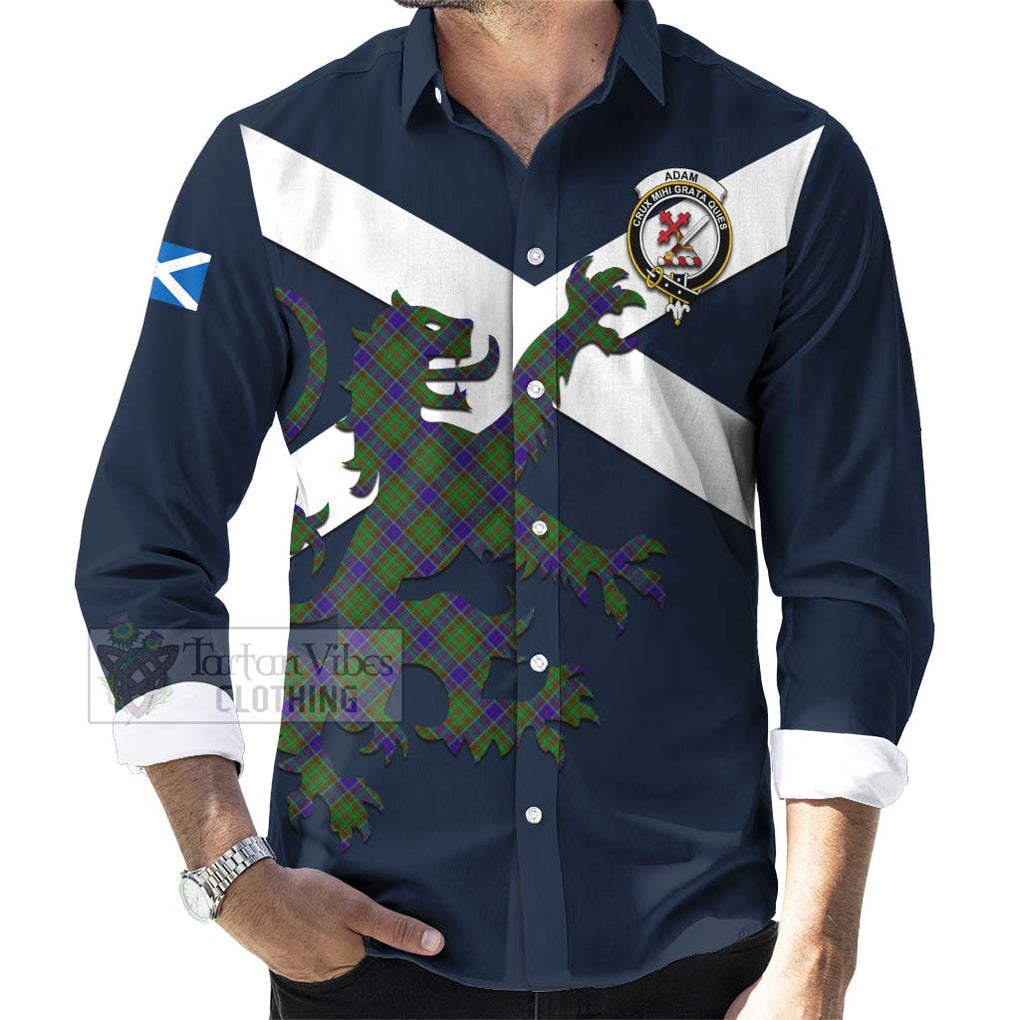 Tartan Vibes Clothing Adam Tartan Lion Rampant Long Sleeve Button Shirt – Proudly Display Your Heritage with Alba Gu Brath and Clan Name