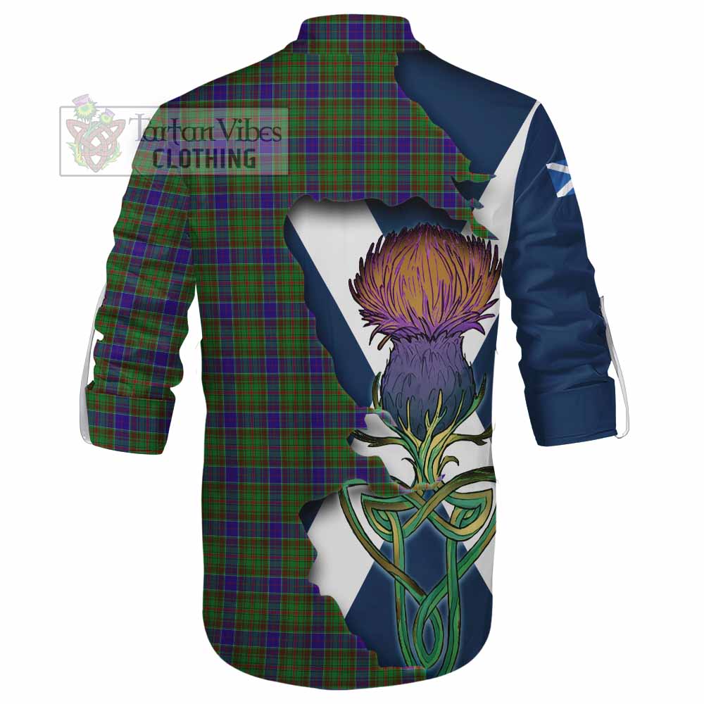 Tartan Vibes Clothing Adam Tartan Family Crest Ghillie Kilt Shirt Scottish Thistle Celtic Inspired