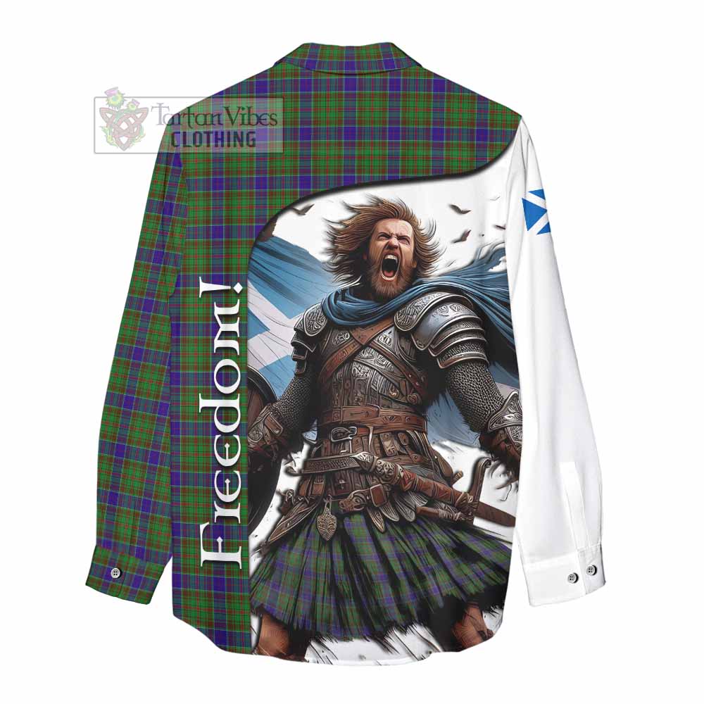 Tartan Vibes Clothing Adam Crest Tartan Women's Casual Shirt Inspired by the Freedom of Scottish Warrior