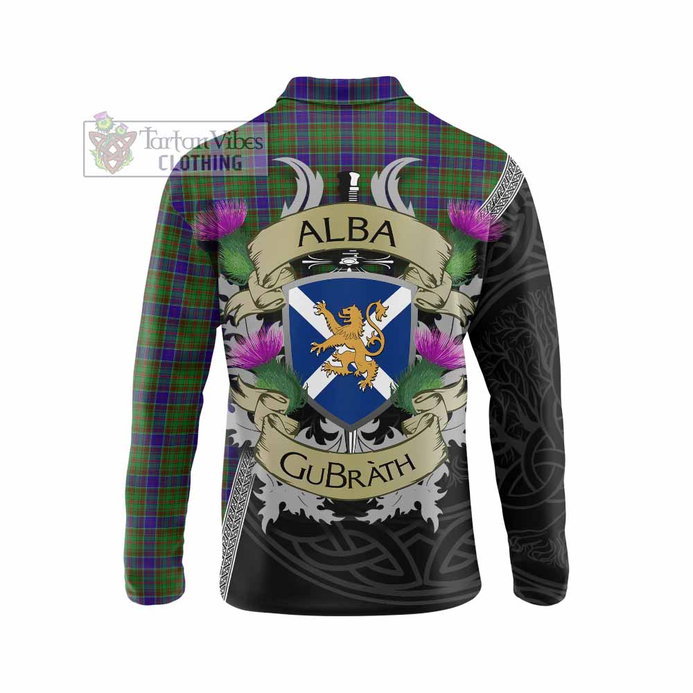 Tartan Vibes Clothing Adam Tartan Family Crest Long Sleeve Polo Shirt Lion Rampant Royal Thistle Shield Celtic Inspired
