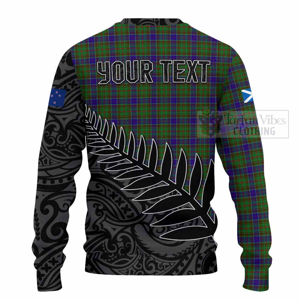 Adam Crest Tartan Knitted Sweater with New Zealand Silver Fern Half Style - Tartan Vibes Clothing