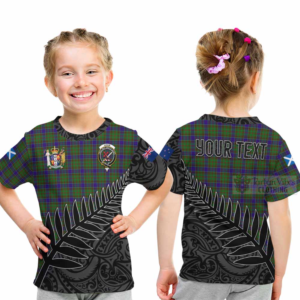 Tartan Vibes Clothing Adam Crest Tartan Kid T-Shirt with New Zealand Silver Fern Half Style
