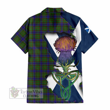 Tartan Vibes Clothing Adam Tartan Family Crest Short Sleeve Button Shirt Scottish Thistle Celtic Inspired