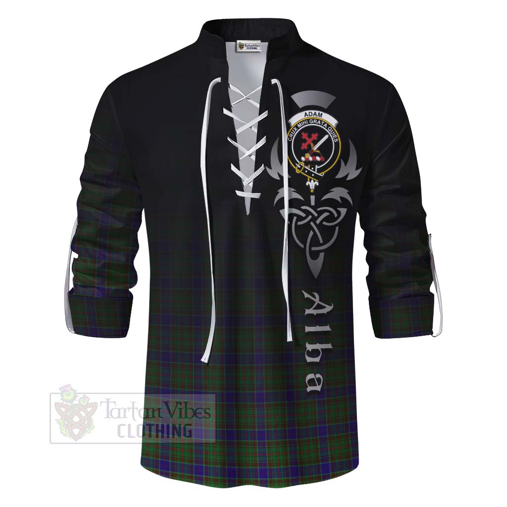 Tartan Vibes Clothing Adam Tartan Ghillie Kilt Shirt Featuring Alba Gu Brath Family Crest Celtic Inspired